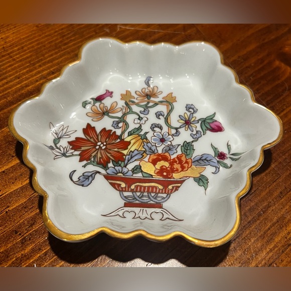 Vintage Vista Alegre Portugal Mottahedeh Trinket Dish Floral Bouquet Art Nouveau - Picture 5 of 12